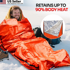 Emergency Sleeping Bag 1 Pack | for Survival Gear and [1 Pack], Orange