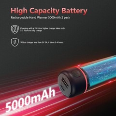 Hand Warmer Pocket Warmer Electric 2x 5000mAh USB Portable 3 Heating Modes B1084