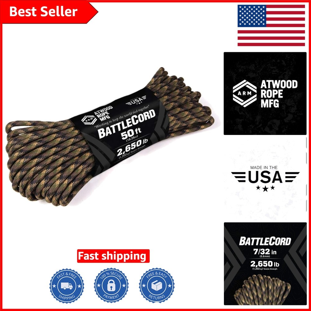 Heavy Duty 5.6MM BattleCord – 600.39 Inches with 2650lb Tensile for Diverse Uses