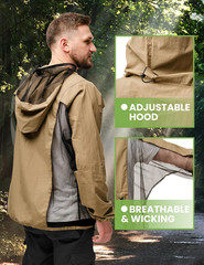 Mosquito Jacket, Durable Bug-Proof Jacket with Adjustable Hood & Pocket, Summer