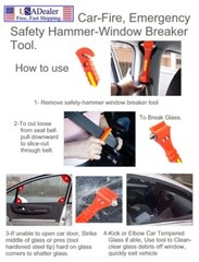 Car-Fire-Emergency Lot Of Safety Hammer Window Breaker Tools W/Seat Belt Cutter
