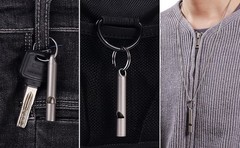 Titanium Emergency Whistle, Gray, 2 Inches Length, 120db Loud Safety Whistle