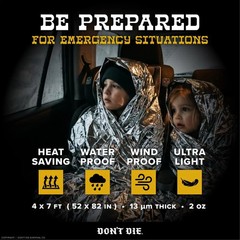 DON’T DIE Emergency Blanket – 5 Pack – Thermal Mylar Foil Space Blankets – Essen