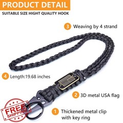 LUYADIN 2pc Paracord Lanyard Keychain Black and Red