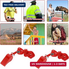 Whistle, 2 Packs Whistle for Coaches, Coach Whistles with Lanyard, Plastic Whist
