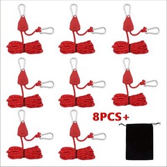 Metal Pulley Tent Wind Rope Kit – 8pcs with Adjustable Buckle