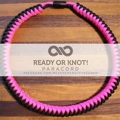 550 Paracord Snake Weave Survival Necklace Pink/Black (21 inches)