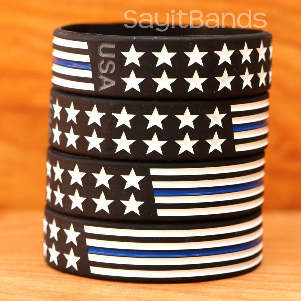 BOLD Child Wristbands Wider Flag Thin Blue Line Bracelet USA Design Bracelet Lot