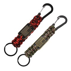 2Pcs Paracord Keychains, Paracord Keychain with USA Flag, Green & Red Camouflage