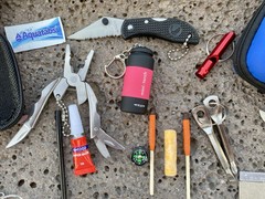Emergency Survival/Firestarter/Fishing Kit Knife First Aid Repair Flashlight