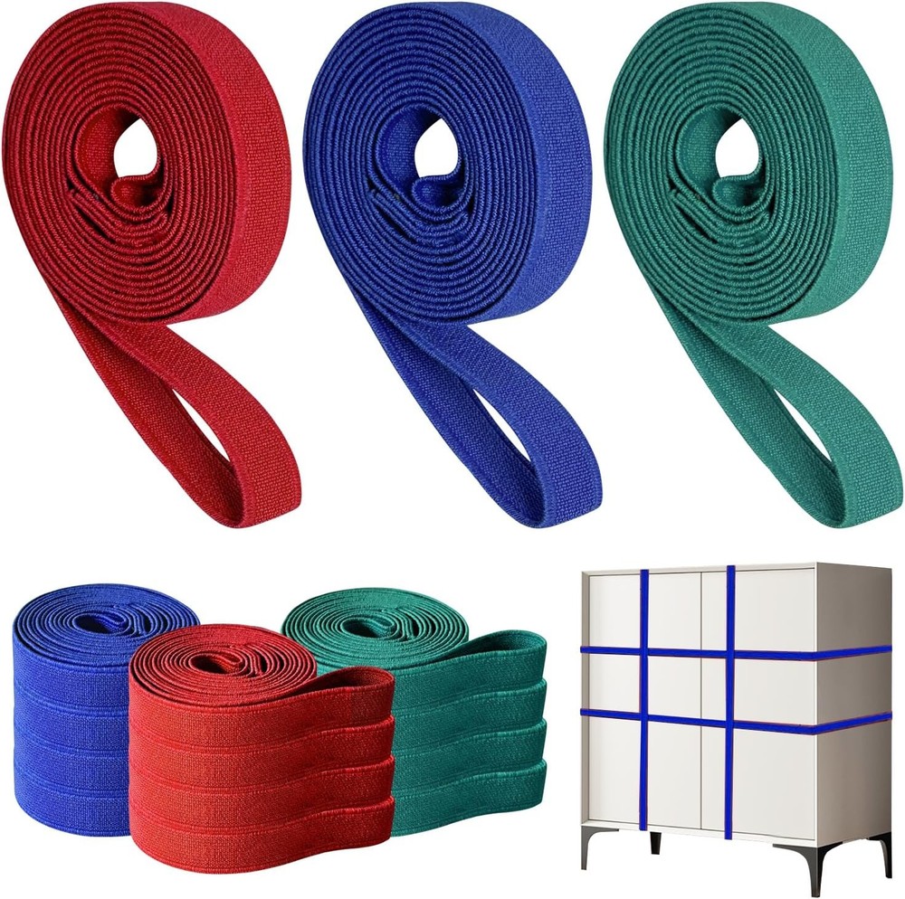 12 Pack Extra Large Moving Rubber Bands,42″ 36″ 12 Pack, Red, Blue, Green