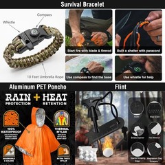 Survival First Aid Kit, 190 Pcs Survival Gear and Medical Supplies, Military IFA