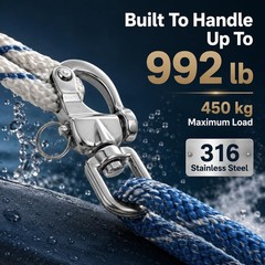 4 PCS 316 Stainless Steel Swivel Eye Snap Shackle 2.8 Inch/70mm 992lb/450kg