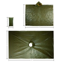 Survival General Lightweight Rain Gear Poncho Emergency Poncho, Green