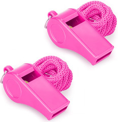 Loud Sports Whistle with Lanyard – High-Pitched Pink Plastic Whistles for Coache