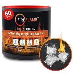 Instant Fire Starter – 100% Waterproof, Odorless & Non-Toxic – 60 Pouches for BB