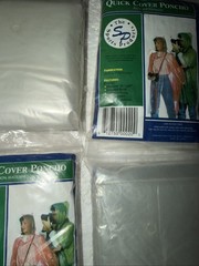 4 Pc Clear Quick Cover Poncho, Emergency Rain & Wind Protecting Universal Size