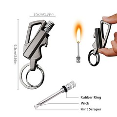 2 Pack Permanent Match Infinity Lighter, Multitool Keychain Bottle Silver*black