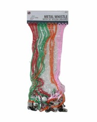 SE WH12 Metal Whistles Set with Assorted Color Lanyards – 12CT