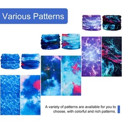 6 Pack Neck Gaiter Elastic Balaclavas Small-Large, Starry Sky Blue 6