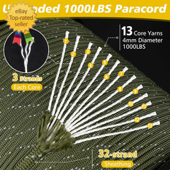 Paracord Reflective 1000Lb, 50/100/200/500/1000Ft 4Mm, 13 Strand Paracord Rope,