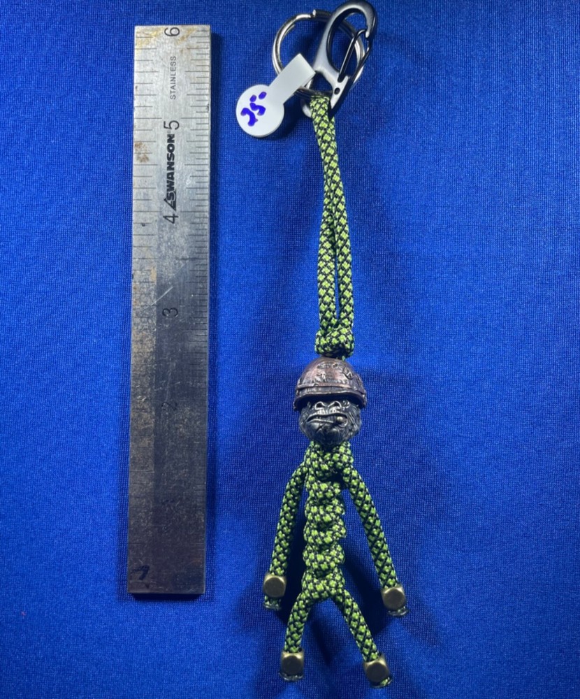 paracord keychain. bag, purse, backpack, jacket zipper pull. Soldier Gorilla. B9