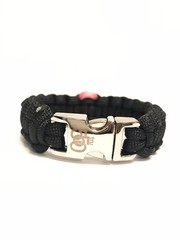 Tru550 Breast Cancer Awareness Pink Ribbon Black Paracord Bracelet Size 8.5