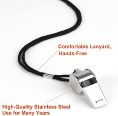 24 PCS Stainless Steel Sports Whistles w/Lanyards Loud Coach Referee Bulk Silver