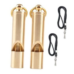 Premium Brass Whistles 125 decimals Set of 2 – Includes 2 Black Lanyard 30