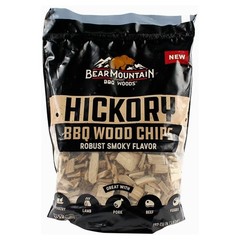 Bear Mountain BBQ Hickory BBQ Wood Chips for Outdoor Grill, 2 lb Bag-Pack of 6