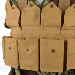 Repro Military Style Rhodesian Chest Rig- EXTRA POUCHES- Webbing-Airsoft- Tan