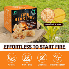 Natural Fire Starter for Campfires: All Weather Firestarters – Odorless Charc…