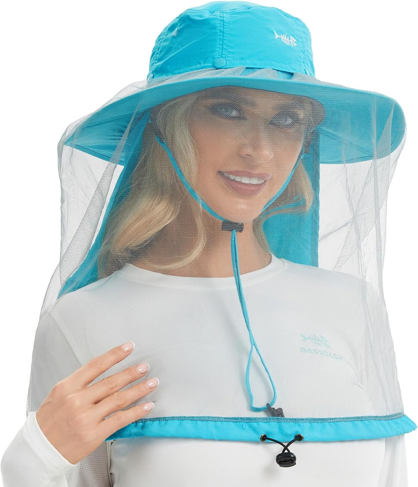 Boonie Sun Hat with Concealable Mesh Net and Neck Flap, Water Resistant Light Sk