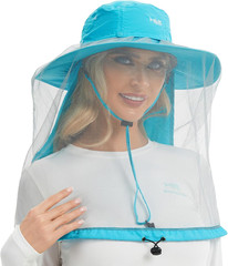 Boonie Sun Hat with Concealable Mesh Net and Neck Flap, Water Resistant Light Sk