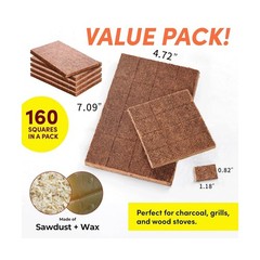 Fire Starters 160 Pcs for Campfire Fire Pit Wood Stove Waterproof Odorless