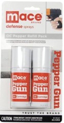 2 Mace POLICE PEPPER GUN Spray REFILL OC Cartridge Dual Pack Kit 4″ INVISIBL DYE
