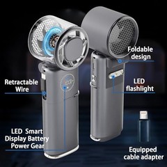 9000mAh Portable Handheld Fan, Rechargeable Travel Fan as Power Bank, Dark Grey