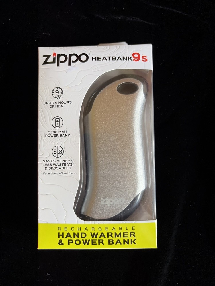 Zippo Heatbank 9s SILVER Rechargeable Hand Warmer and 5200 MAH Power Bank NEW