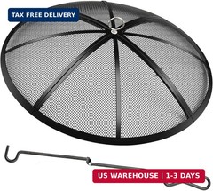 Fire Pit Spark Screen, 22 Inch Diameter Fire Pit Screen with Handle & Poker,Heav