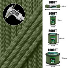 1200lb Paracord Rope – 4.4mm 14 Strand Nylon Survival Parachute para Cord Lan…