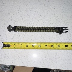 Black Olive Green Paracord Survival Bracelet Compass Fire Starter Whistle 9 Inch