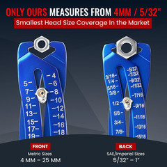 ® Gen2 Bolt Size Finder Tool Keychain – Gauge Bolts & Nuts Head SAE 5/32 to 1″ &