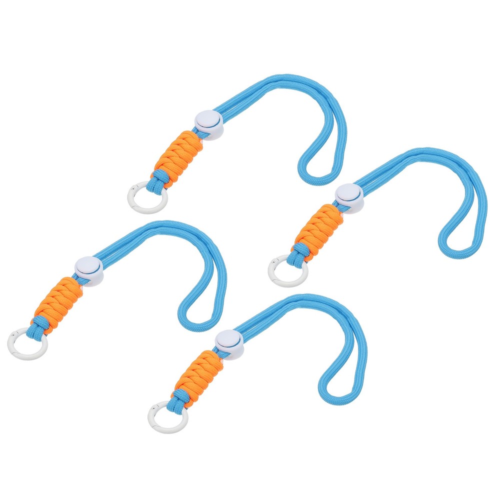 4Pcs Paracord Lanyard Keychain with Spring Ring, Light Blue