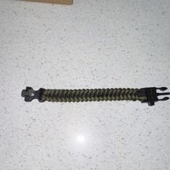Black Olive Green Paracord Survival Bracelet Compass Fire Starter Whistle 9 Inch