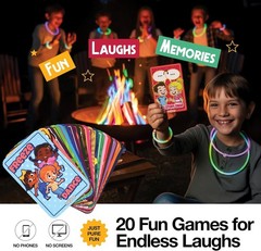 Family-Friendly Campfire Kit: 6 Color-Changing Flames, Games & Glow Sticks