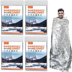 4 Pack -Large 82” X 62” Survival Emergency Mylar Thermal Blankets, Thermal Survi