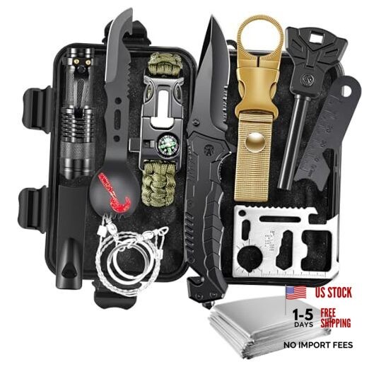 11-in-1 Emergency Survival Kit for Men, Outdoor Gear for Camping Hiking