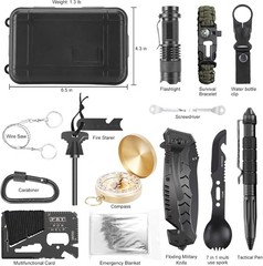 17-in-1 Emergency Survival Kit, Gear for Men Camping Fishing
