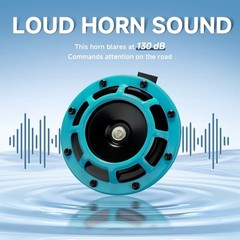 Car Horn Supertone Horn 12V Motorcycle Horns Loud Horns for Car, High cyan