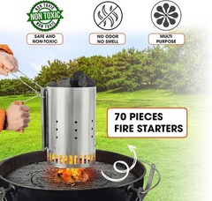 COOKGENIUS Fire Starter 70 Pcs Pack- Fire Igniters for Indoor, Outdoor, Campfire